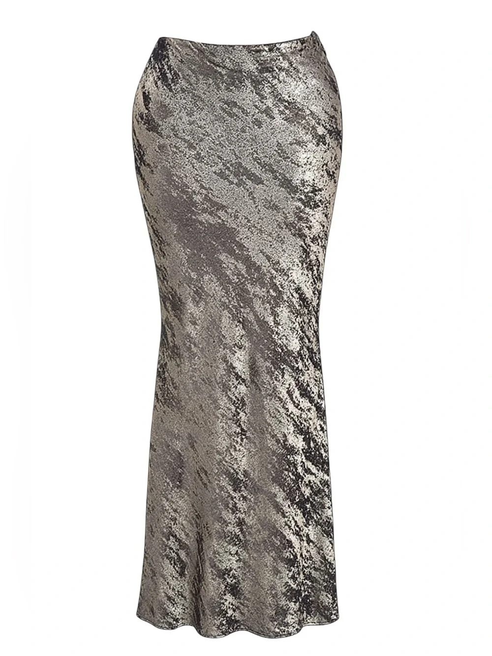 House of CB CLARA Pewter Bias Cut Midi Skirt